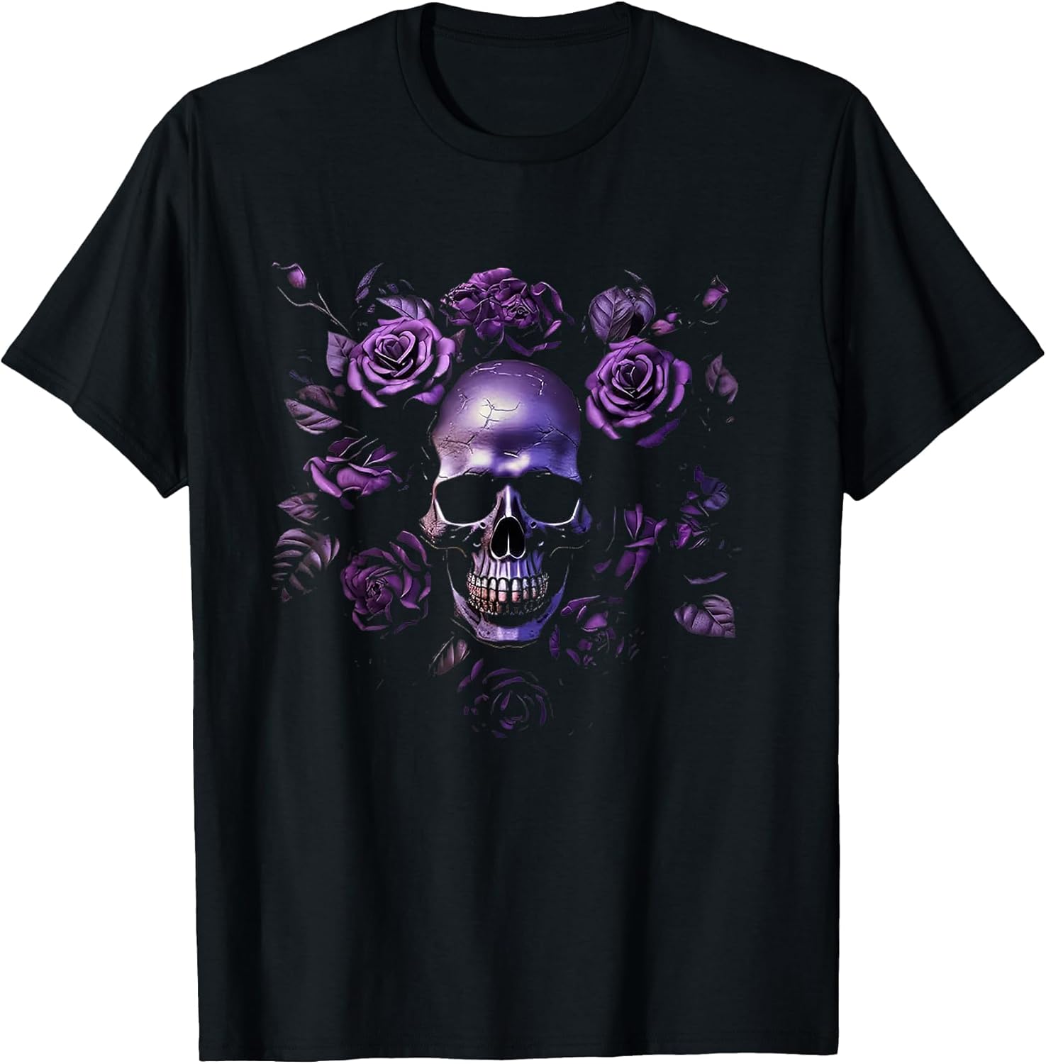 Skull with Purple Roses Gothic