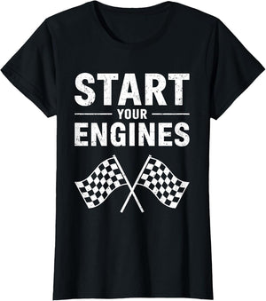 Start Your Engines Shirt Checkered Flag Men Women Racing Day