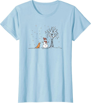 Peaceful Winter Scene Snowman and Dog