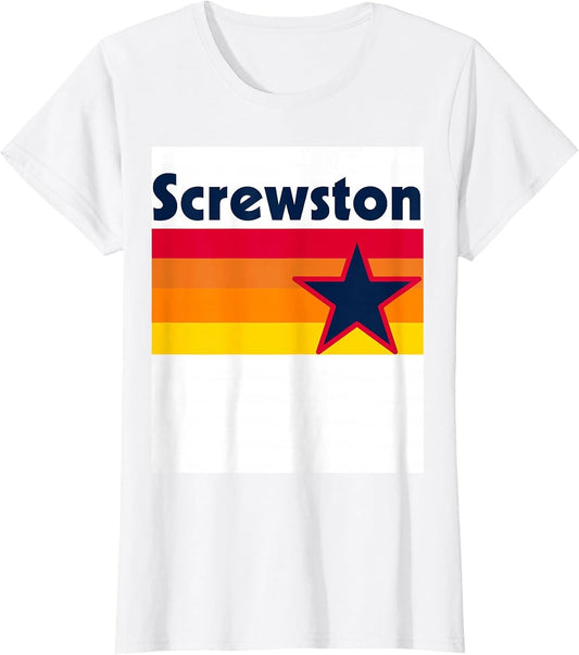 Screwston Texas H-Town Houston Retro White