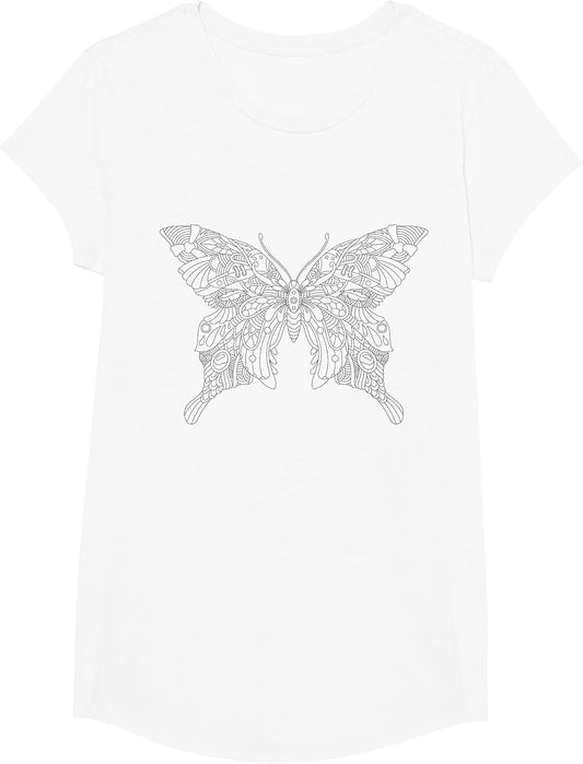 Butterfly Mandala for Children to Paint and Color in