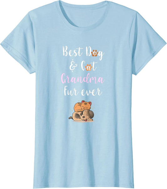 Best Dog & Cat Grandma Fur Ever Funny Fur Kid Granny Saying