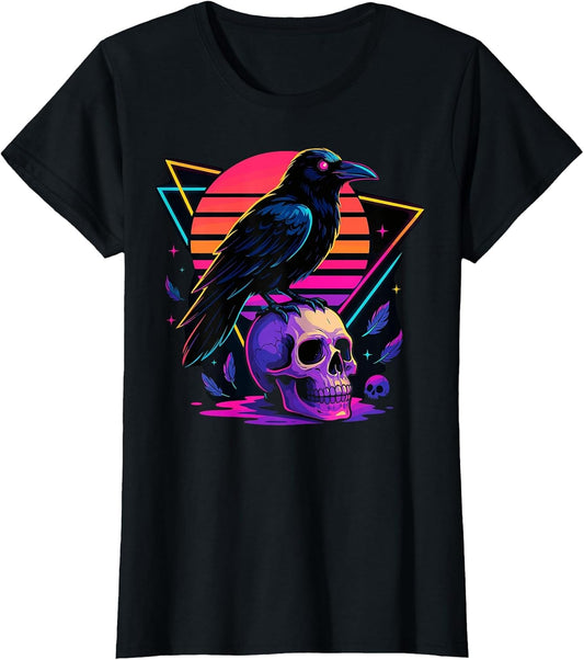 Retro 80s Raven & Skull Kawaii Pastel Goth Occult Art