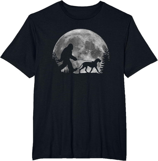 Bigfoot Walking a Dog Funny Great Dane Lovers Moon Halloween