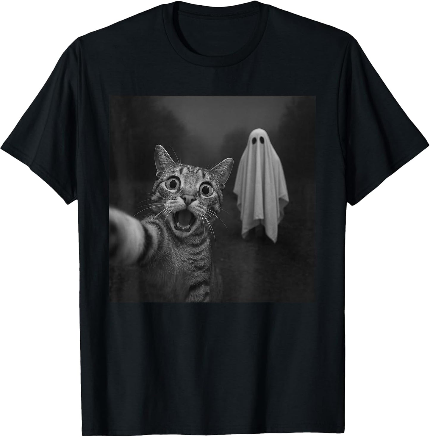 Funny Halloween Surprised Scared Cat Selfie Spooky Ghost