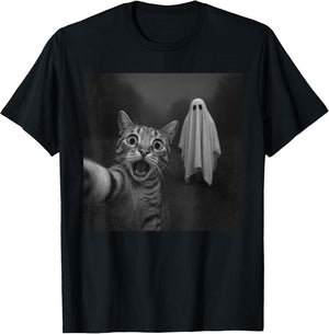 Funny Halloween Surprised Scared Cat Selfie Spooky Ghost