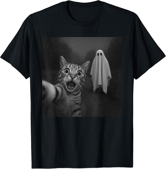 Funny Halloween Surprised Scared Cat Selfie Spooky Ghost
