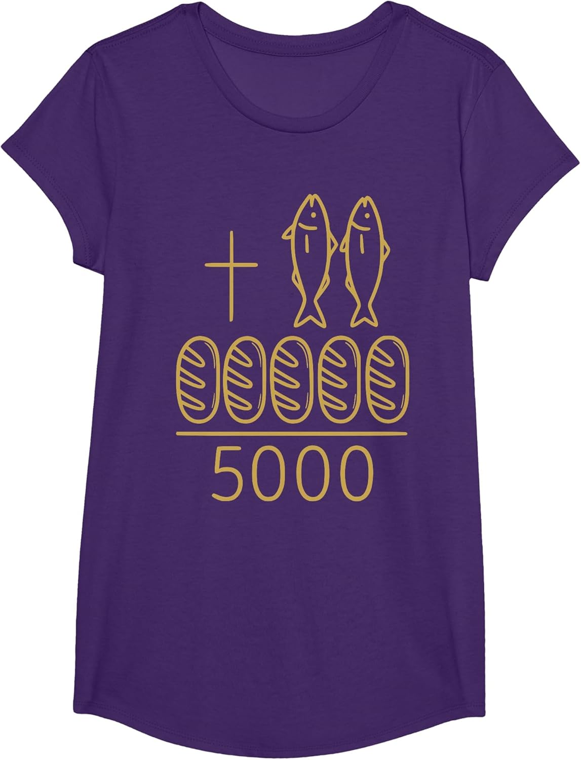 2 Fishes 5 Breads Jesus Cross 5000 Miracle Christian