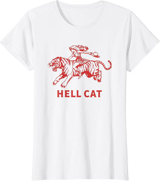 Cowgirl Riding Tiger Hell cat Vintage