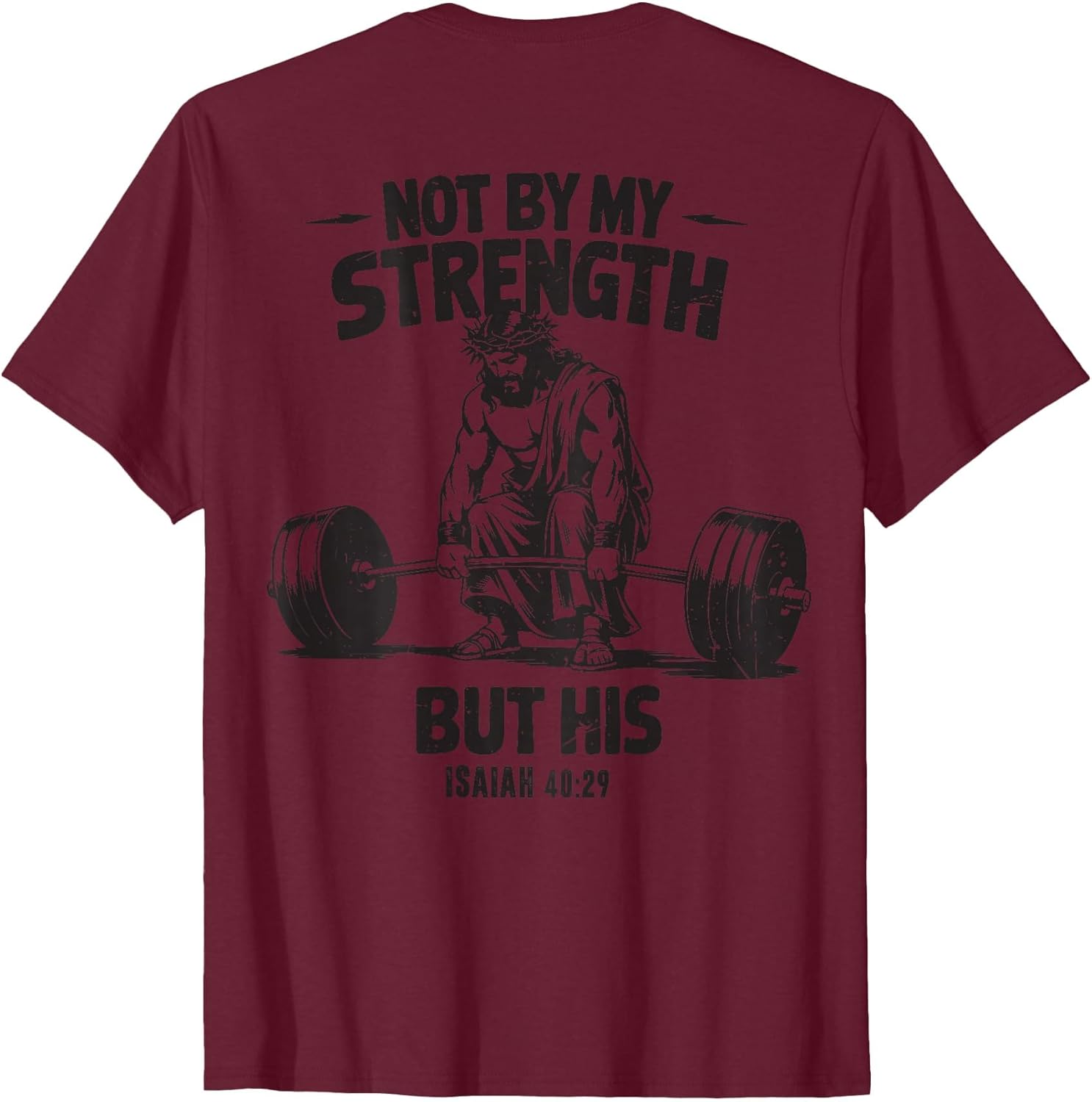 Men Christian Gym Not by My Strength But His Cross On Back