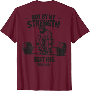 Men Christian Gym Not by My Strength But His Cross On Back
