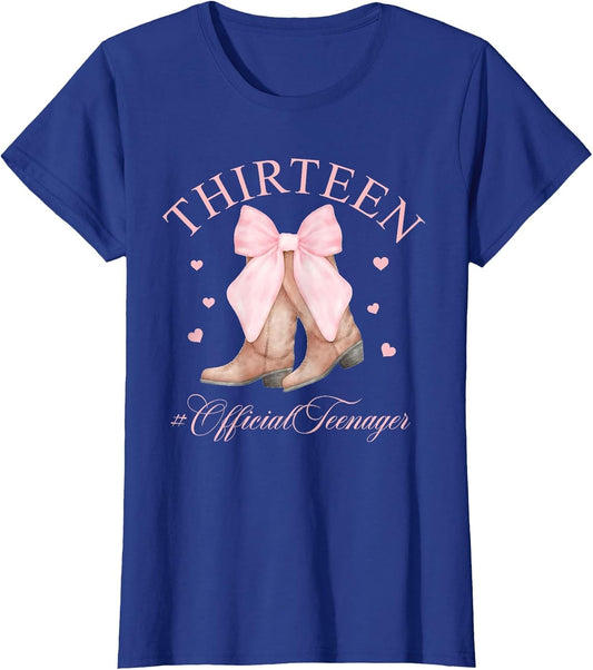 Thirteen Official Teenager Bow 13th Birthday Girl 13 Yrs Old