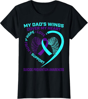 Teal Purple Suicide Prevention Awareness Dad Father Wings