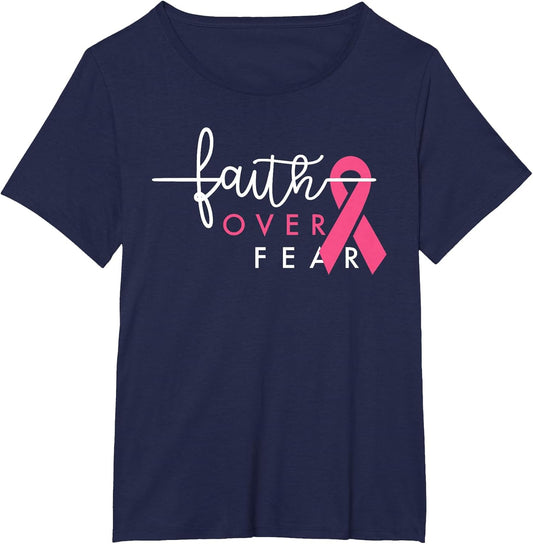 Faith Over Fear Breast Cancer Awareness Pink Ribbon