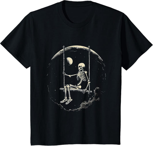 Skeleton Swinging on Moon