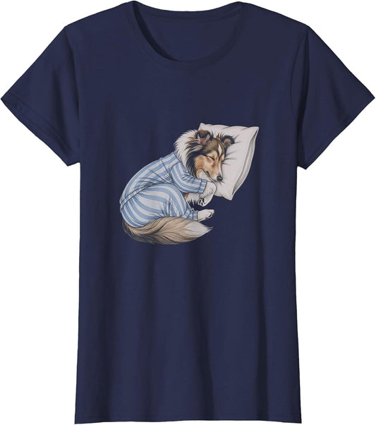 Sleeping Pajama Shetland Sheepdog Drawing Art Sheltie Design