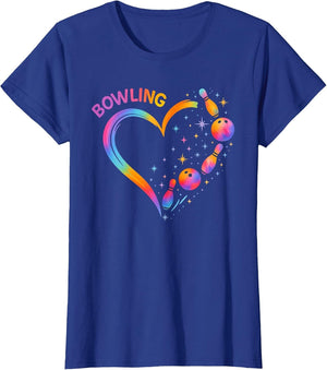 Bowling Heart Colorful Bowling Pin Lovers Bowler Women Girls