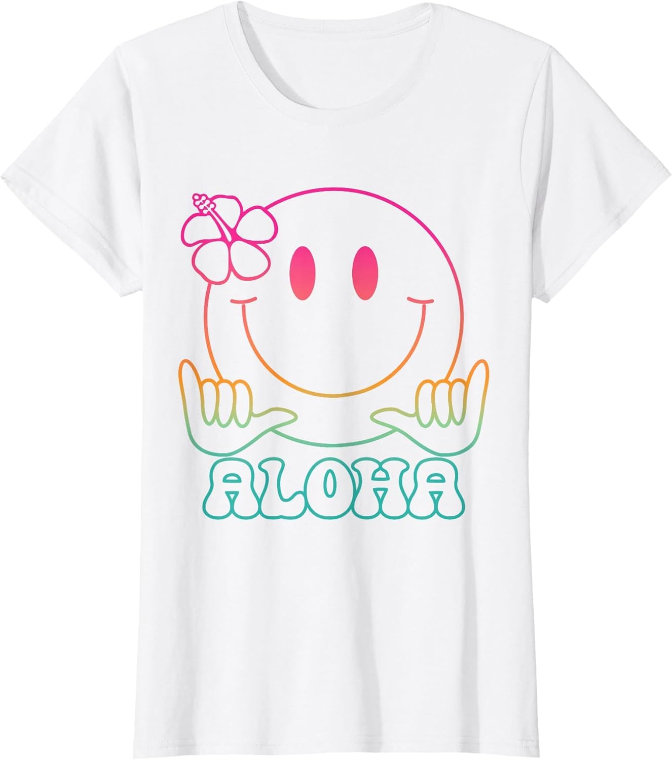 Aloha Hawaiian Cute Smile Face Shaka Hibiscus Kids Girls
