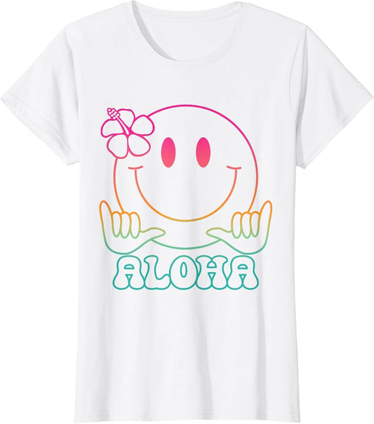 Aloha Hawaiian Cute Smile Face Shaka Hibiscus Kids Girls