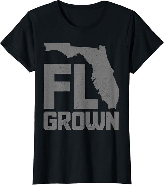 Florida FL Grown State Map Pride Vintage