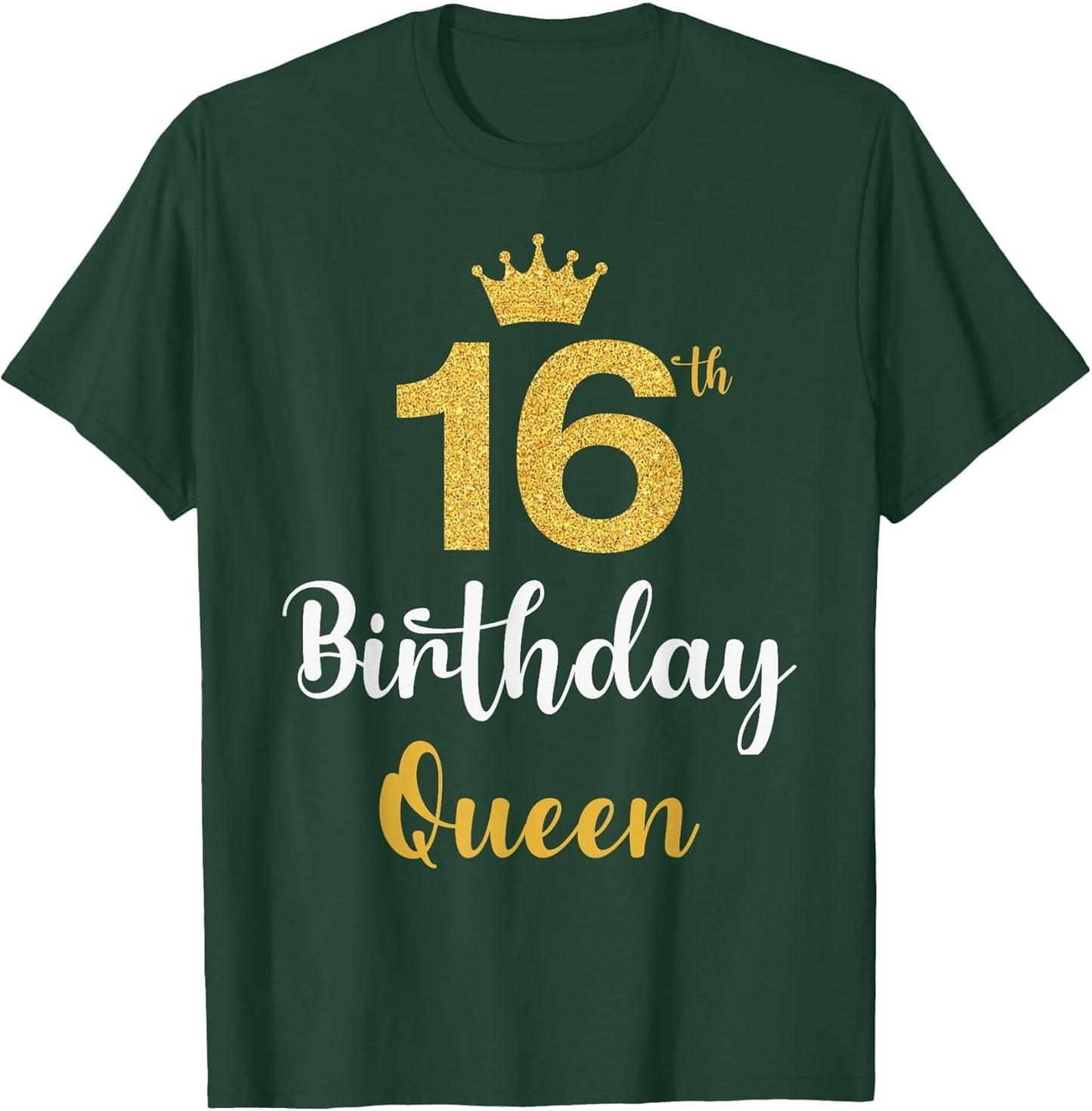 Queen of 16 Sweet Sixteen Gold Black 16th Birthday Girls