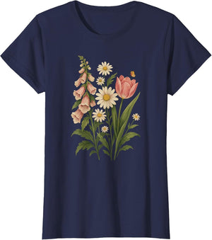 Botanical Flowers Daisies Tulip Foxglove Butterfly Garden