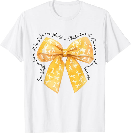 in September We Wear GOL-d Childhood Cancer Coquette Bow