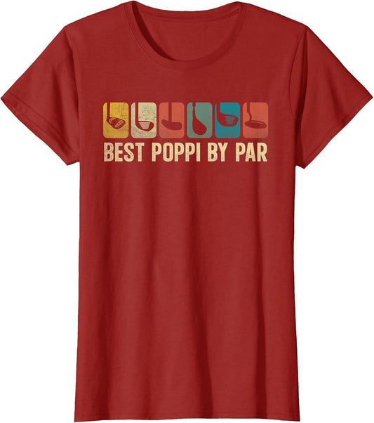 Best Poppi by Par Funny Dad Golf Golfing Vintage Retro
