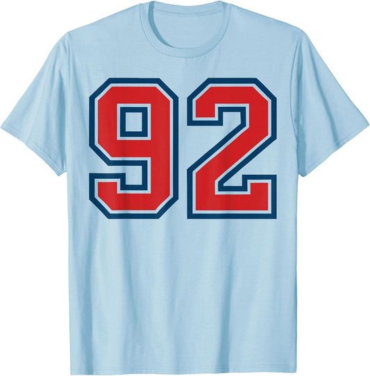 Red and Blue Sports Number 92 Jersey Uniform Player Fan
