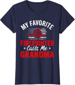 My Favorite Firefighter Calls Me Grandma American Flag