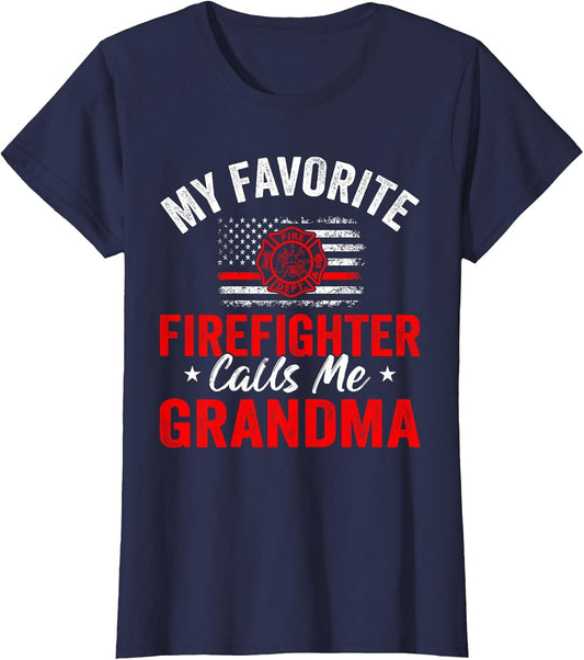 My Favorite Firefighter Calls Me Grandma American Flag