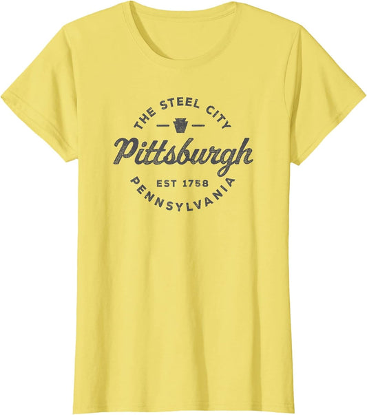 Vintage Pittsburgh Circle Logo Men Retro Throwback Souvenir