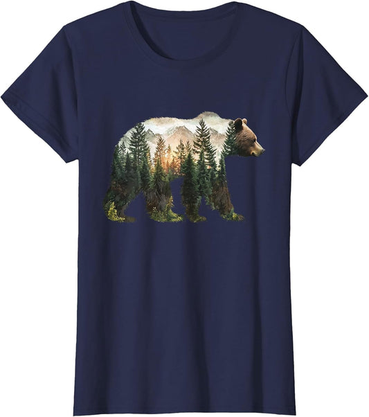 Bear Forest Mountains Trees Nature Sunset Outdoor Graphic