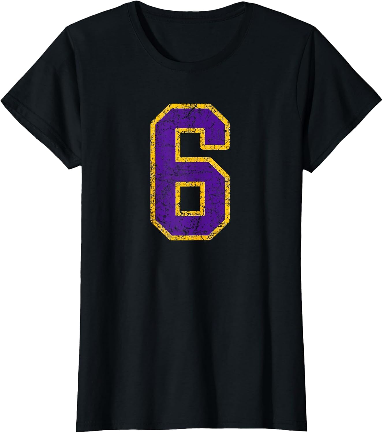 Purple Gold Number 6 Jersey Player Uniform #6 Grunge