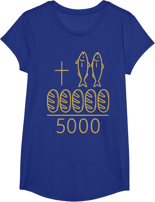 2 Fishes 5 Breads Jesus Cross 5000 Miracle Christian