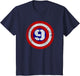 Kids 9 Year Old Birthday Distressed Captain Sheild Shirt