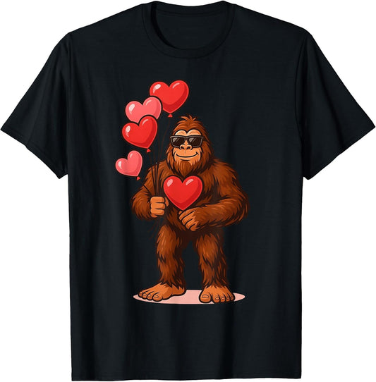Funny Valentines Day Bigfoot Heart Balloons Sasquatch Boys