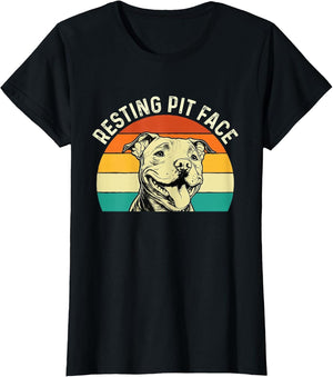 Resting Pit Face - Retro Vintage Pitbull Terrier Dog Lover