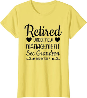 Retired Under New Management Grandson Funny Grandma Grandpa