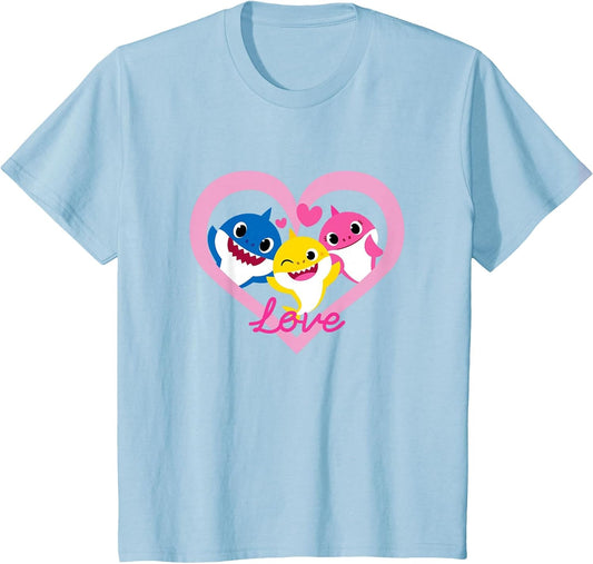 Baby Shark Family Love Pink Hearts