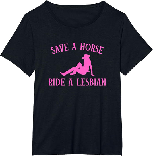 Save A Horse Ride A Lesbian Y2K Gay Pride Western LGBTQ Joke