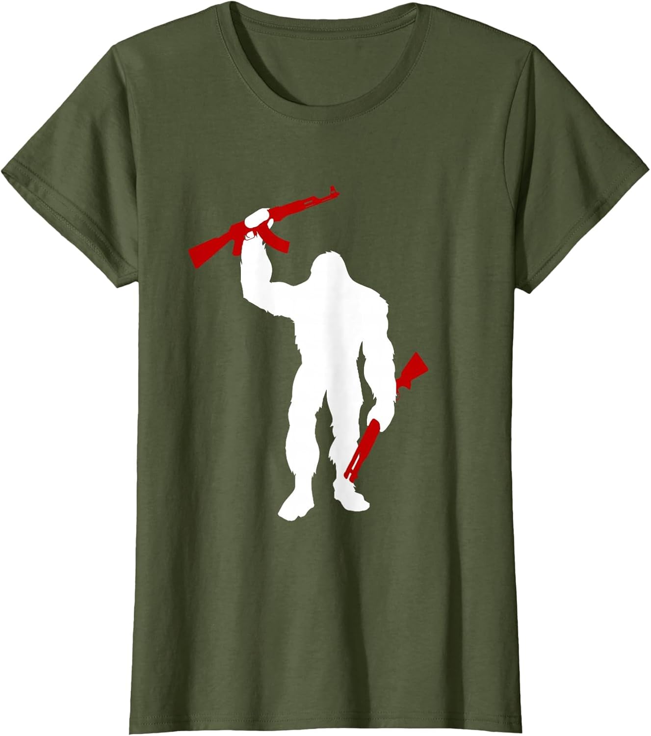 Bigfoot 2nd Amendment Sasquatch with AK-47 Rifle and Shotgun