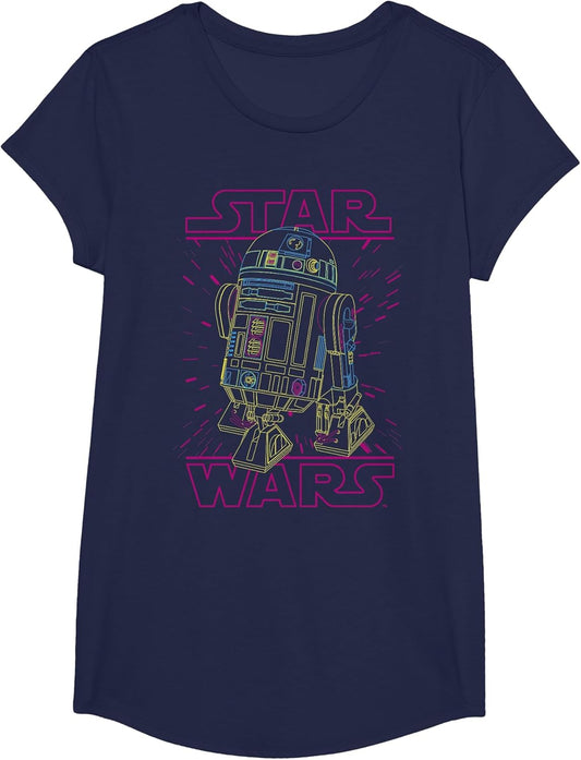 Star Wars R2-D2 Colorful Line Art Logo Graphic