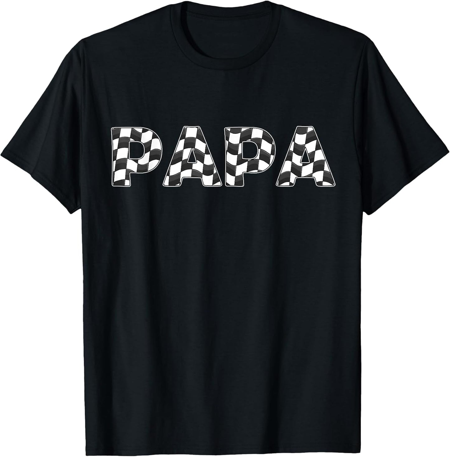 Checkered Race car Papa White Black Checkerboard Men Flag