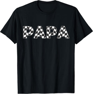 Checkered Race car Papa White Black Checkerboard Men Flag