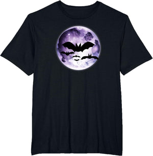 Beautiful Flying Bats Purple Full Moon Silhouette