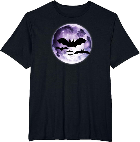 Beautiful Flying Bats Purple Full Moon Silhouette