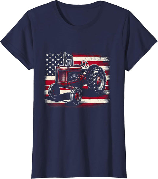 Old Farmall Cub Tractor American Flag Patriotic Farming Farm