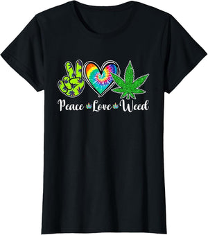 Peace Love Weed Marijuana Tie Dye Cannabis 420 Stoner