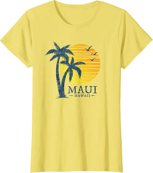 Vintage Maui Hawaii Palm Tree Beach Sunset Vacation Souvenir